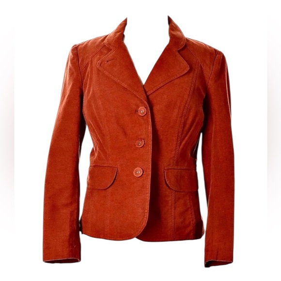 J. Jill Jackets & Blazers - J. JILL Women’s Brushed Cotton Burnt Orange Blazer Jacket Size 4 Earthy Fall